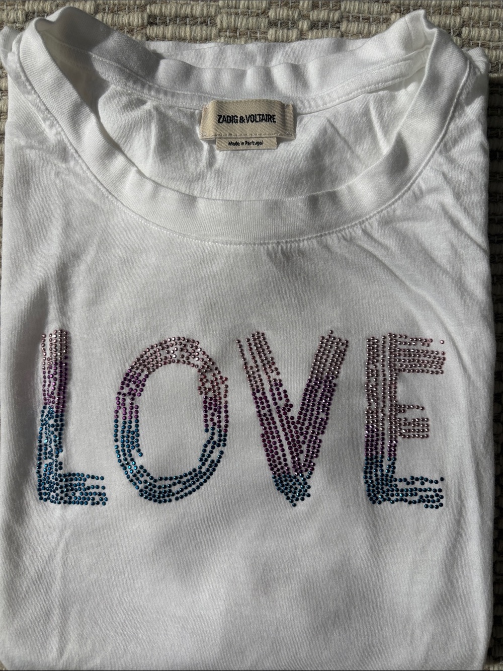 Zadig & Voltaire White 'LOVE' Graphic Tee - Multicolor Lettering M